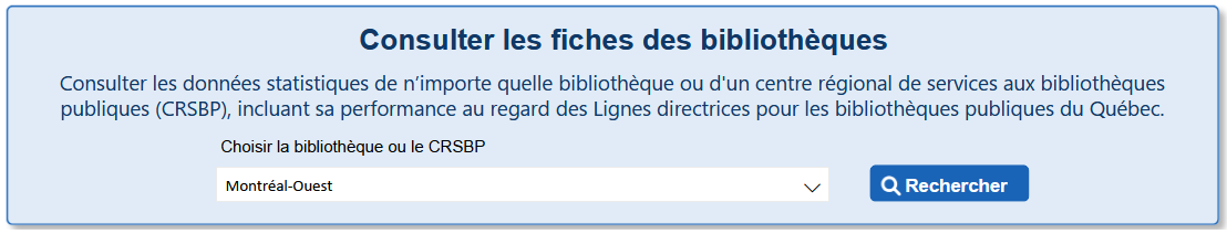 Menu avec les différentes bibliothèques de StatBib